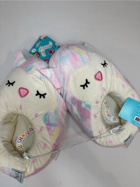 Squishmallows Pastel Owl Plush Slippers Size 4-5 NWT